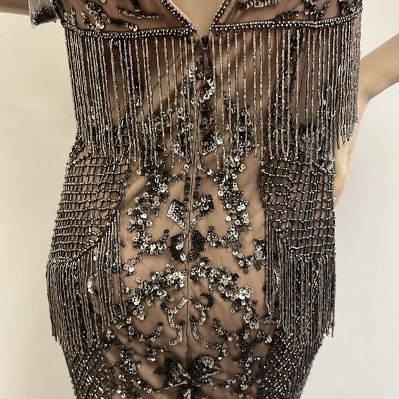 Aidan Mattox beaded fringes sleeveless midi dress - Picture 11 of 12